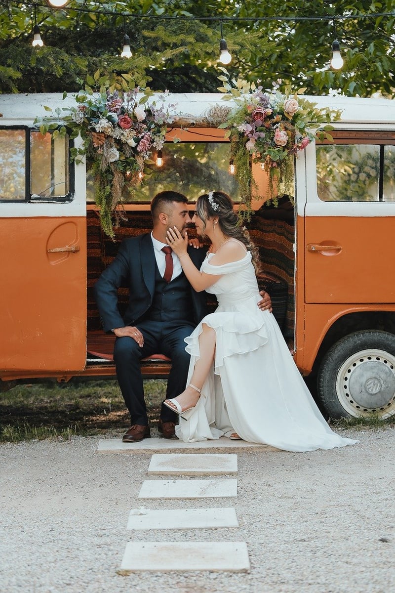 Bride in forest wedding dress